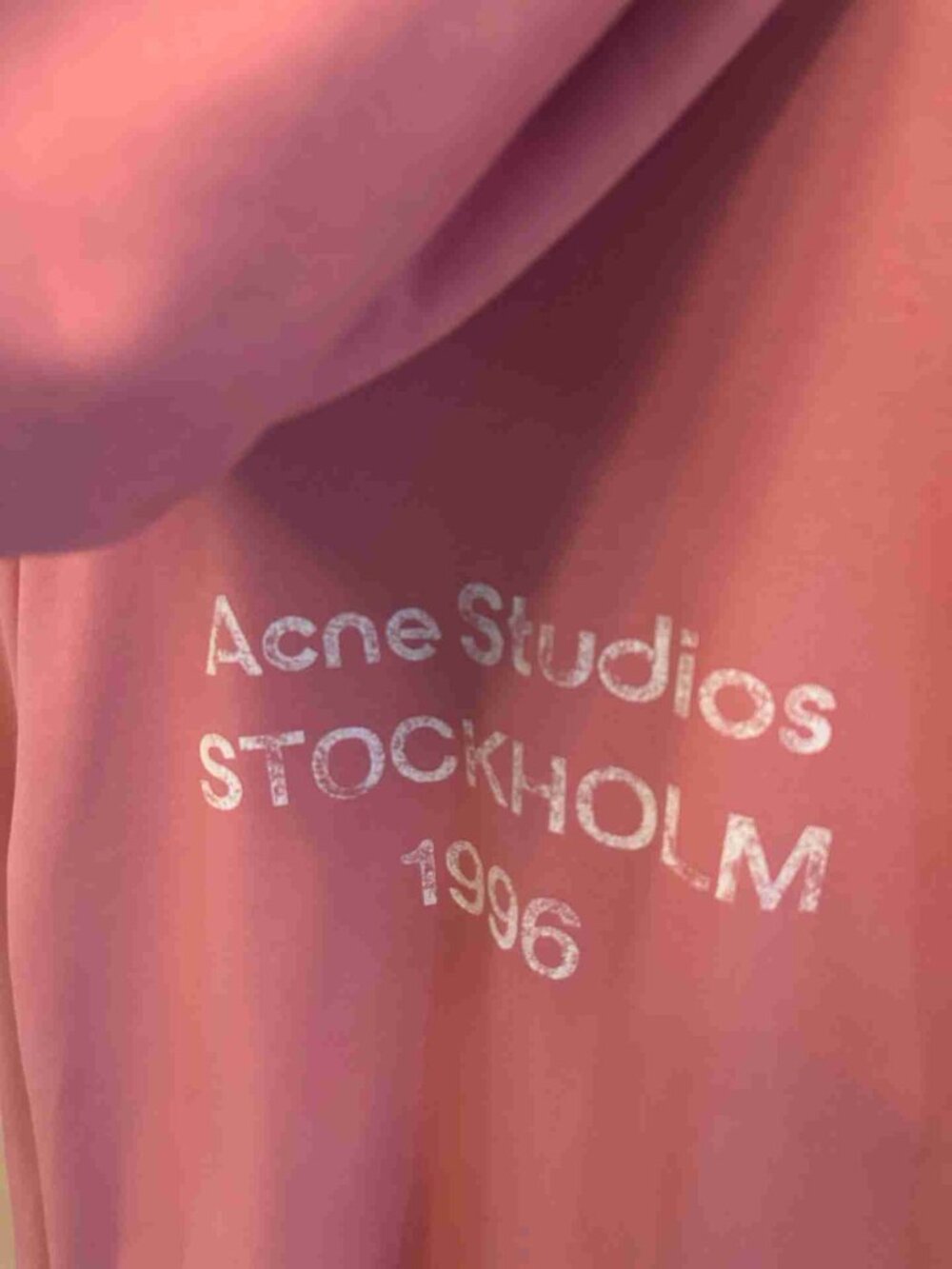 Acne Studios Stockholm 1996 Vintage‑Print Pink Cropped Hoodie - Picture 5 of 6